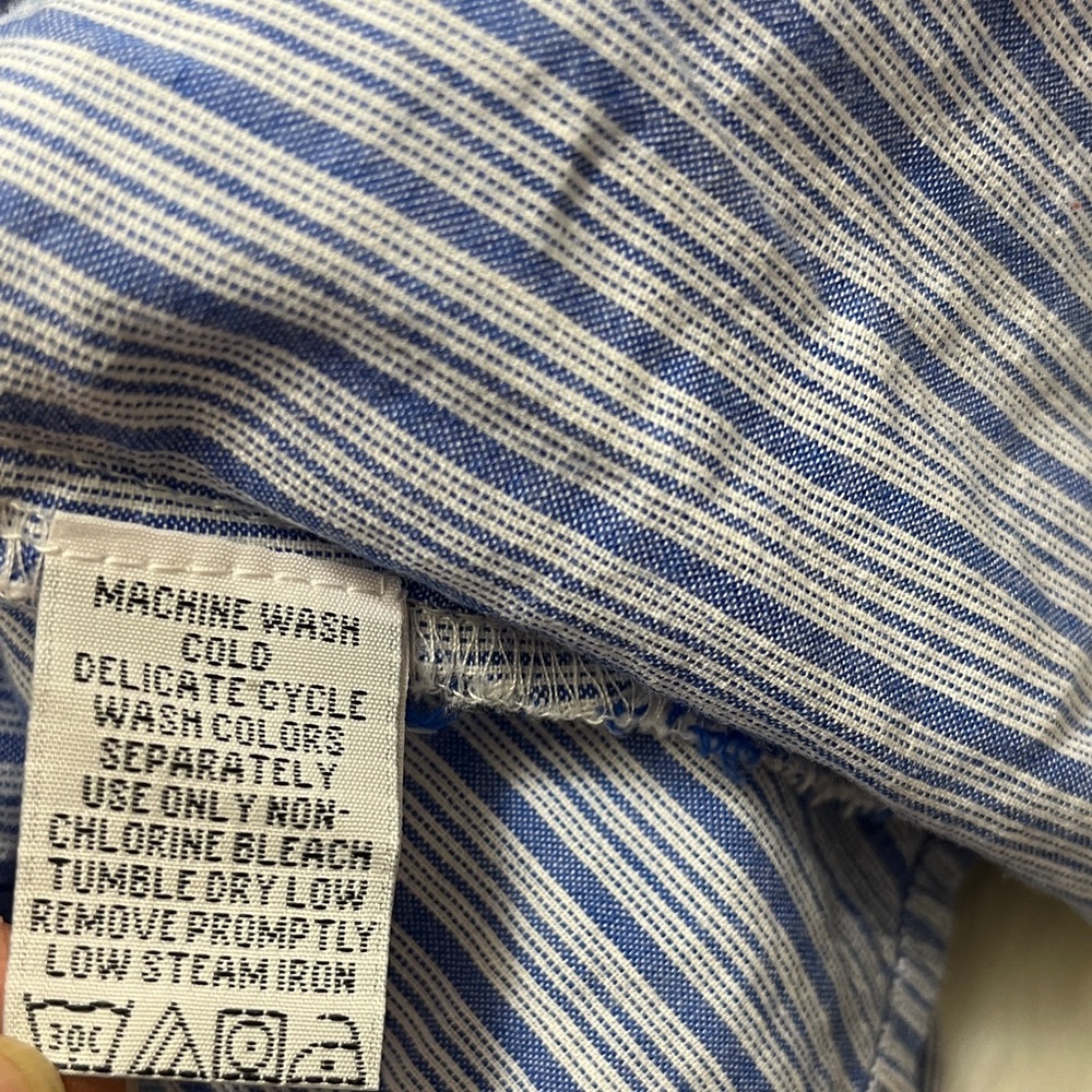 Denim 24/7 Blue Cotton Plus Size Striped Cream Lace-Trim Peasant Top - Picture 11 of 11